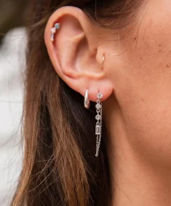 Dinny Hall Earrings^9ct White Gold Created Diamond Chain Drop Earrings