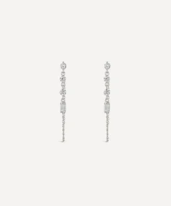 Dinny Hall Earrings^9ct White Gold Created Diamond Chain Drop Earrings