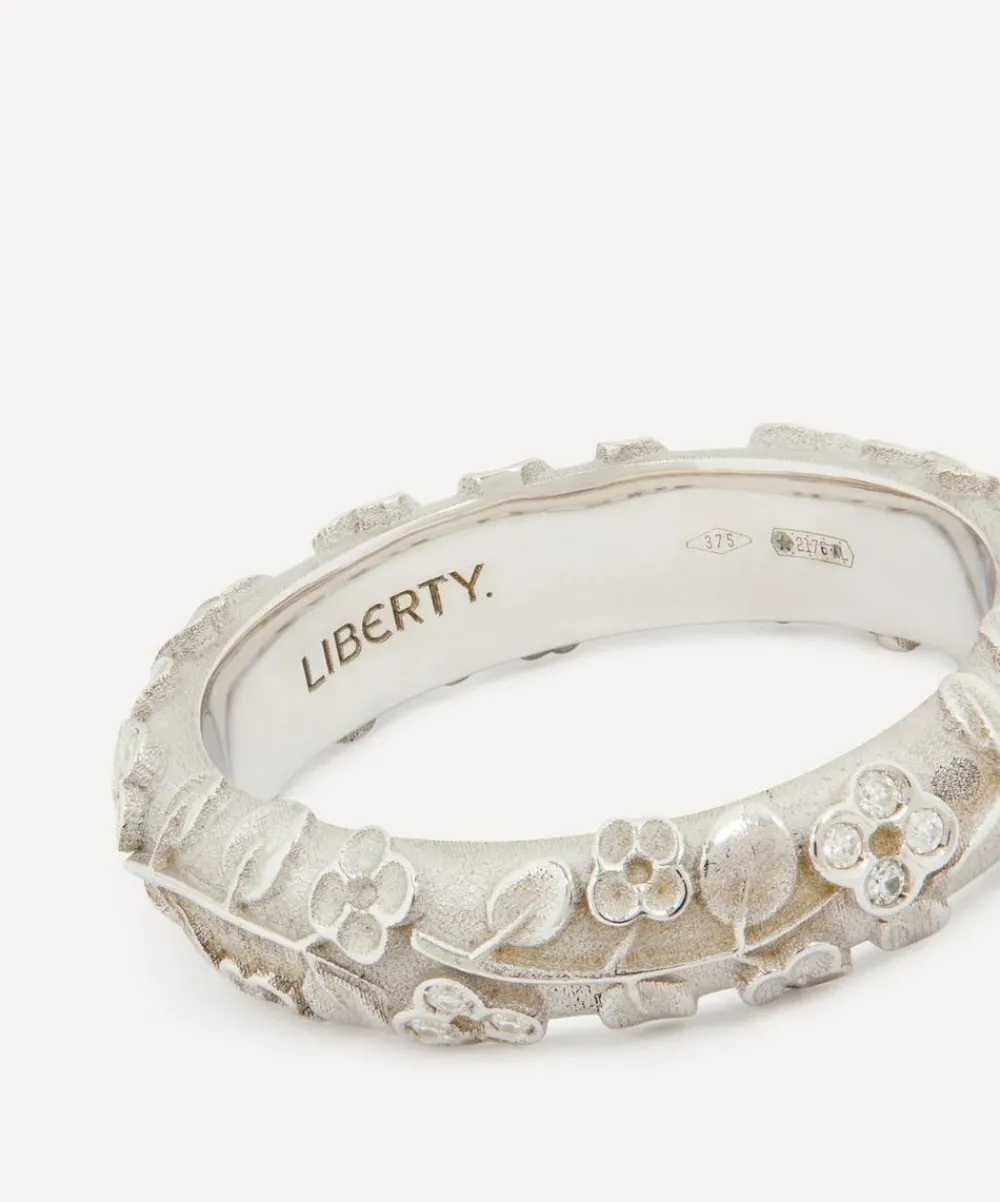 Liberty Rings|Rings^9ct White Gold Diamond Blossom Ring