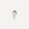 Monica Vinader Earrings^14ct White Gold Diamond Lab Grown Diamond Marquise Solitaire Single Stud Earring