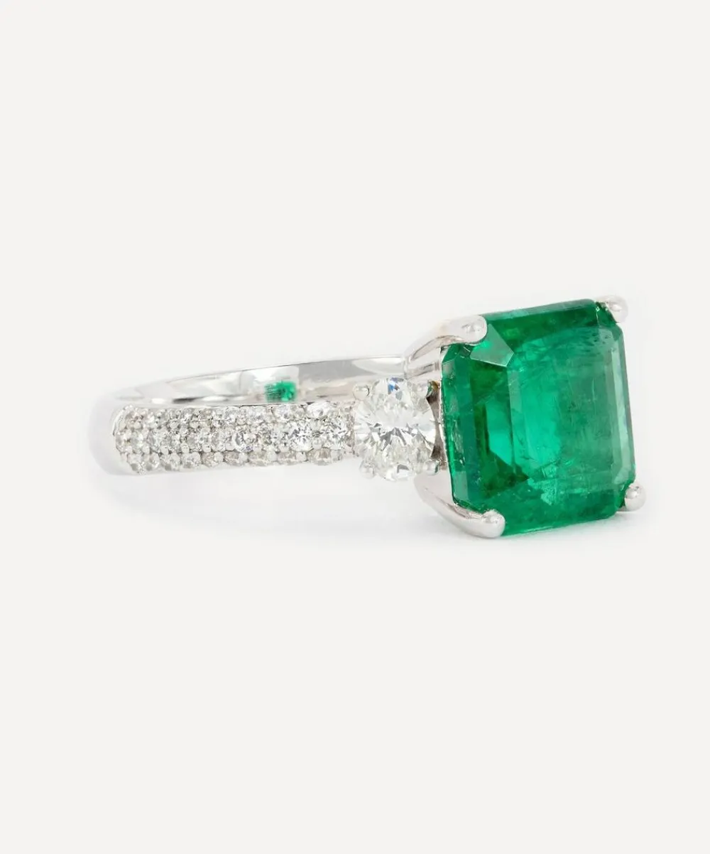 Kojis Rings|Rings^18ct White Gold Emerald and Diamond Cocktail Ring