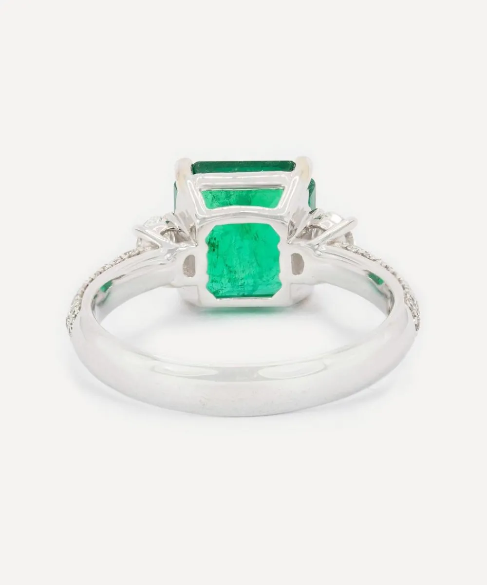 Kojis Rings|Rings^18ct White Gold Emerald and Diamond Cocktail Ring