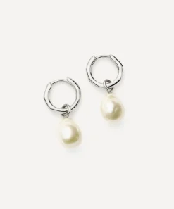 Missoma Earrings|Earrings^14ct White Gold Fine Baroque Pearl Hoop Earrings