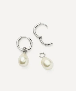 Missoma Earrings|Earrings^14ct White Gold Fine Baroque Pearl Hoop Earrings
