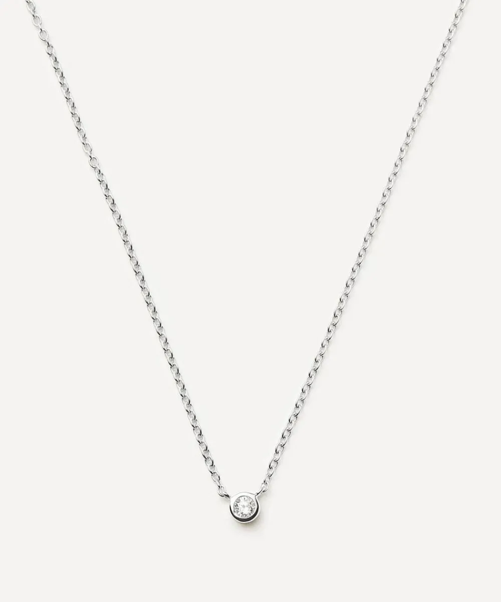 Missoma Necklaces|Necklaces^14ct White Gold Fine Diamond Solitaire Pendant Necklace