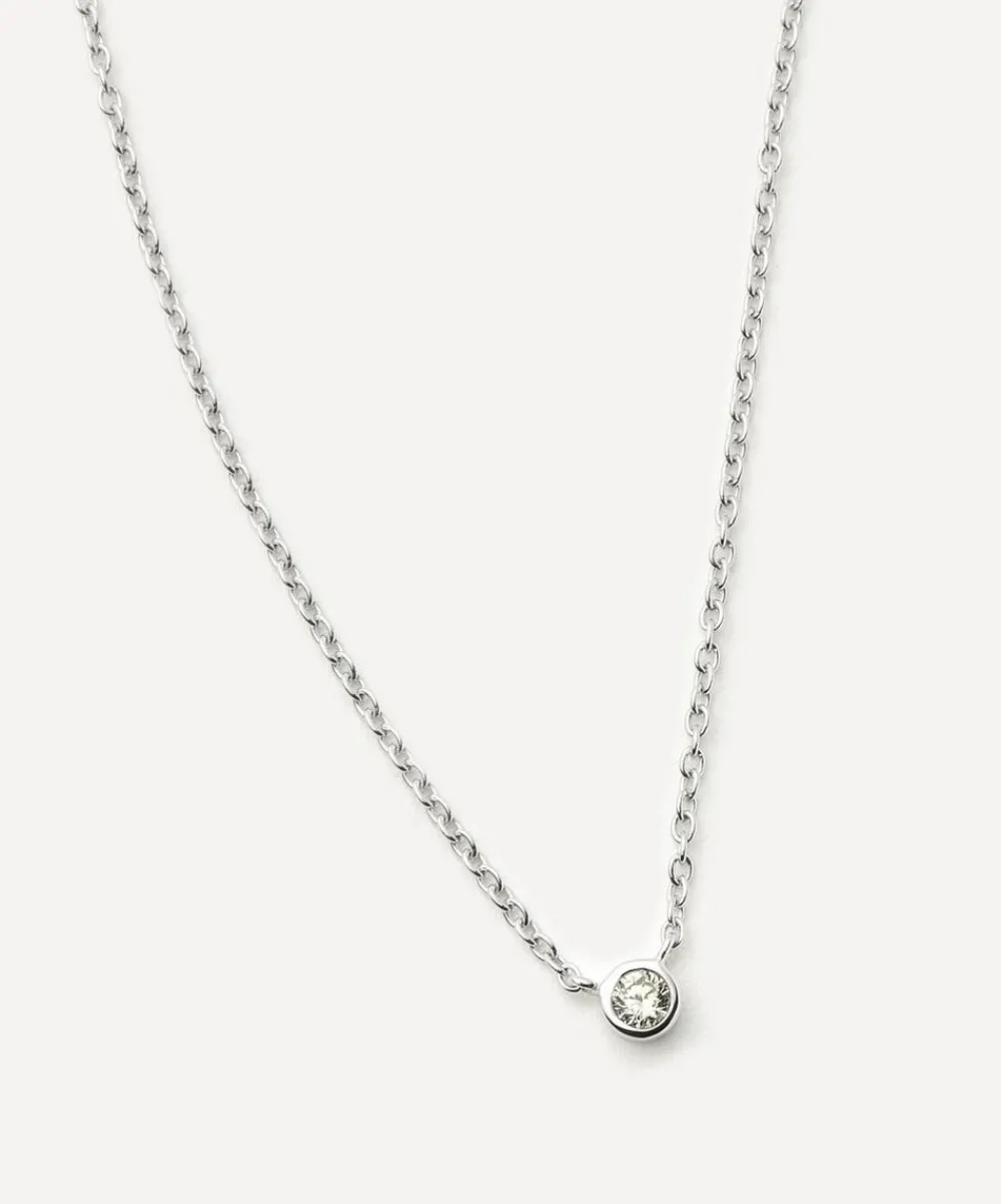 Missoma Necklaces|Necklaces^14ct White Gold Fine Diamond Solitaire Pendant Necklace