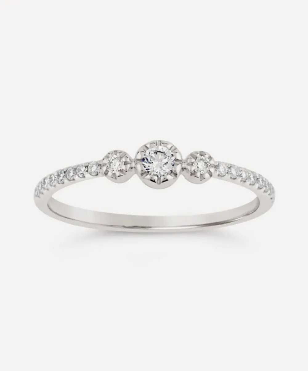 Dinny Hall Rings^9ct White Gold Forget Me Not Diamond Trio Ring