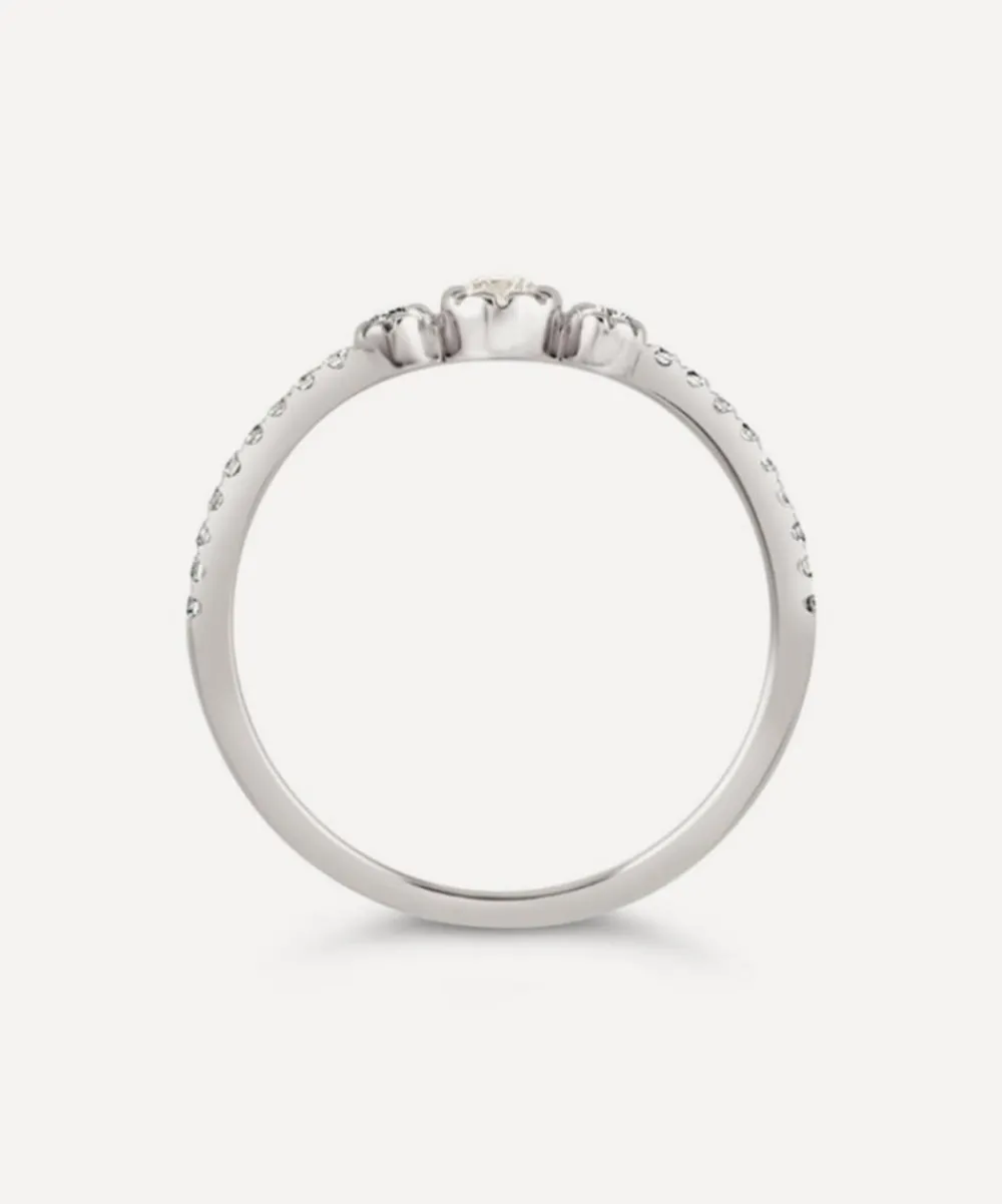 Dinny Hall Rings^9ct White Gold Forget Me Not Diamond Trio Ring