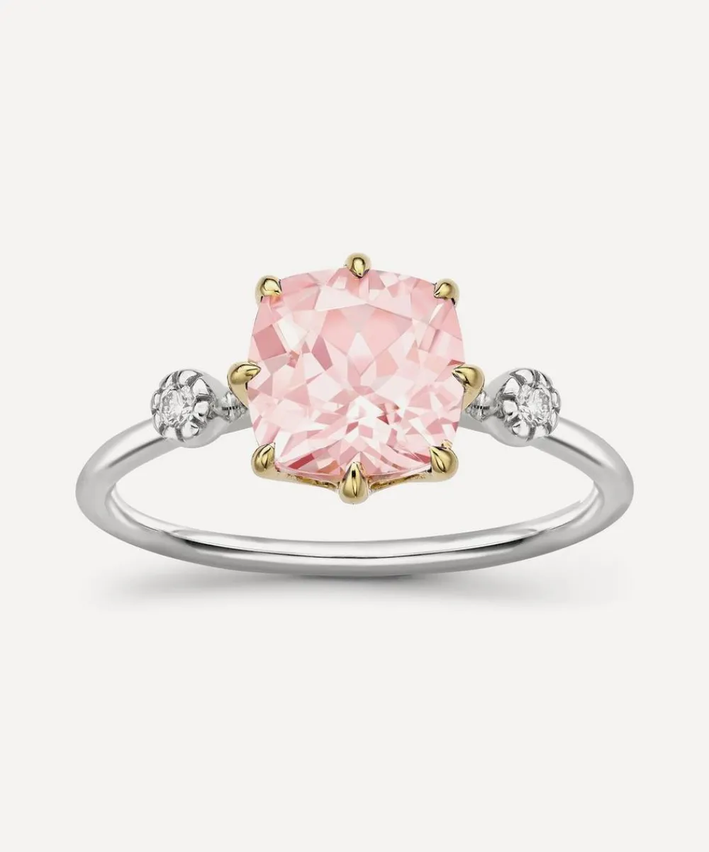 Dinny Hall Rings^14ct White Gold Iris Morganite and Diamond Ring