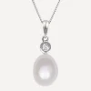 Kojis Necklaces|Necklaces^18ct White Gold Pearl and Diamond Pendant Necklace