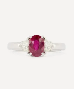 Kojis Rings|Rings^18ct White Gold Ruby and Diamond Trilogy Ring