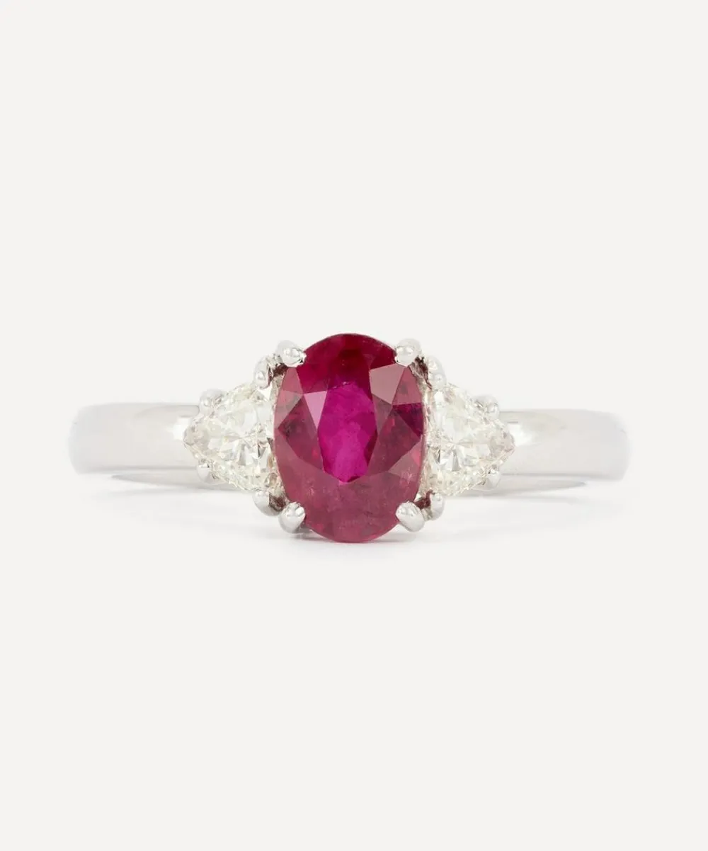 Kojis Rings|Rings^18ct White Gold Ruby and Diamond Trilogy Ring