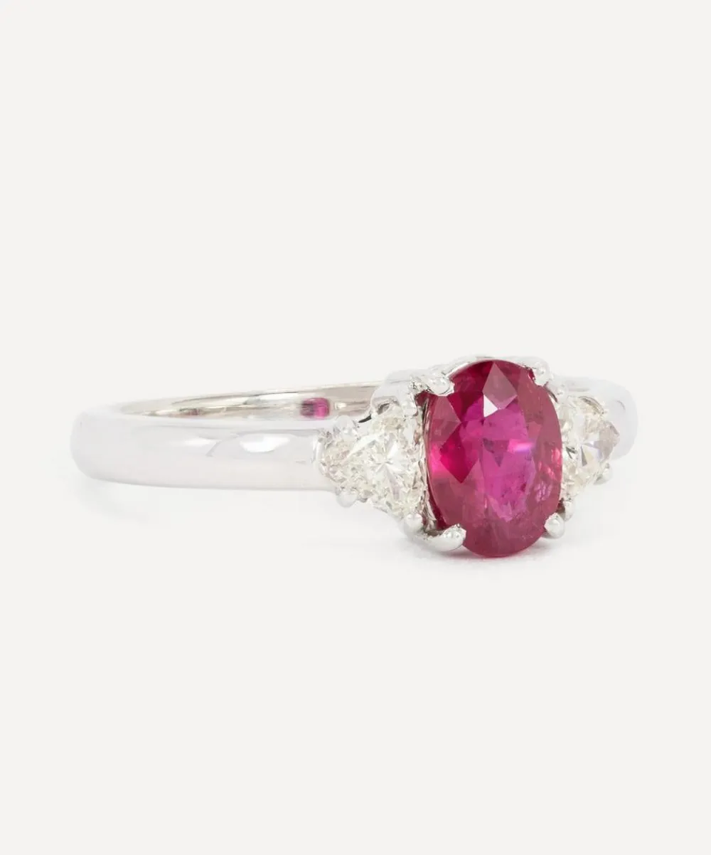 Kojis Rings|Rings^18ct White Gold Ruby and Diamond Trilogy Ring