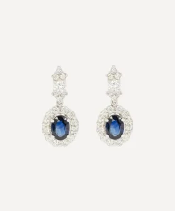Kojis Earrings|Earrings^14ct White Gold Sapphire and Diamond Cluster Drop Earrings