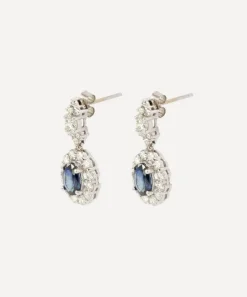 Kojis Earrings|Earrings^14ct White Gold Sapphire and Diamond Cluster Drop Earrings
