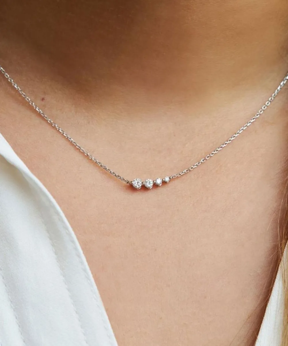 Dinny Hall Necklaces^9ct White Gold Shuga Created Diamond Tapering Scoop Necklace