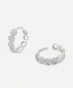 Dinny Hall Earrings^9ct White Gold Shuga Pavé Diamond Huggie Hoop Earrings