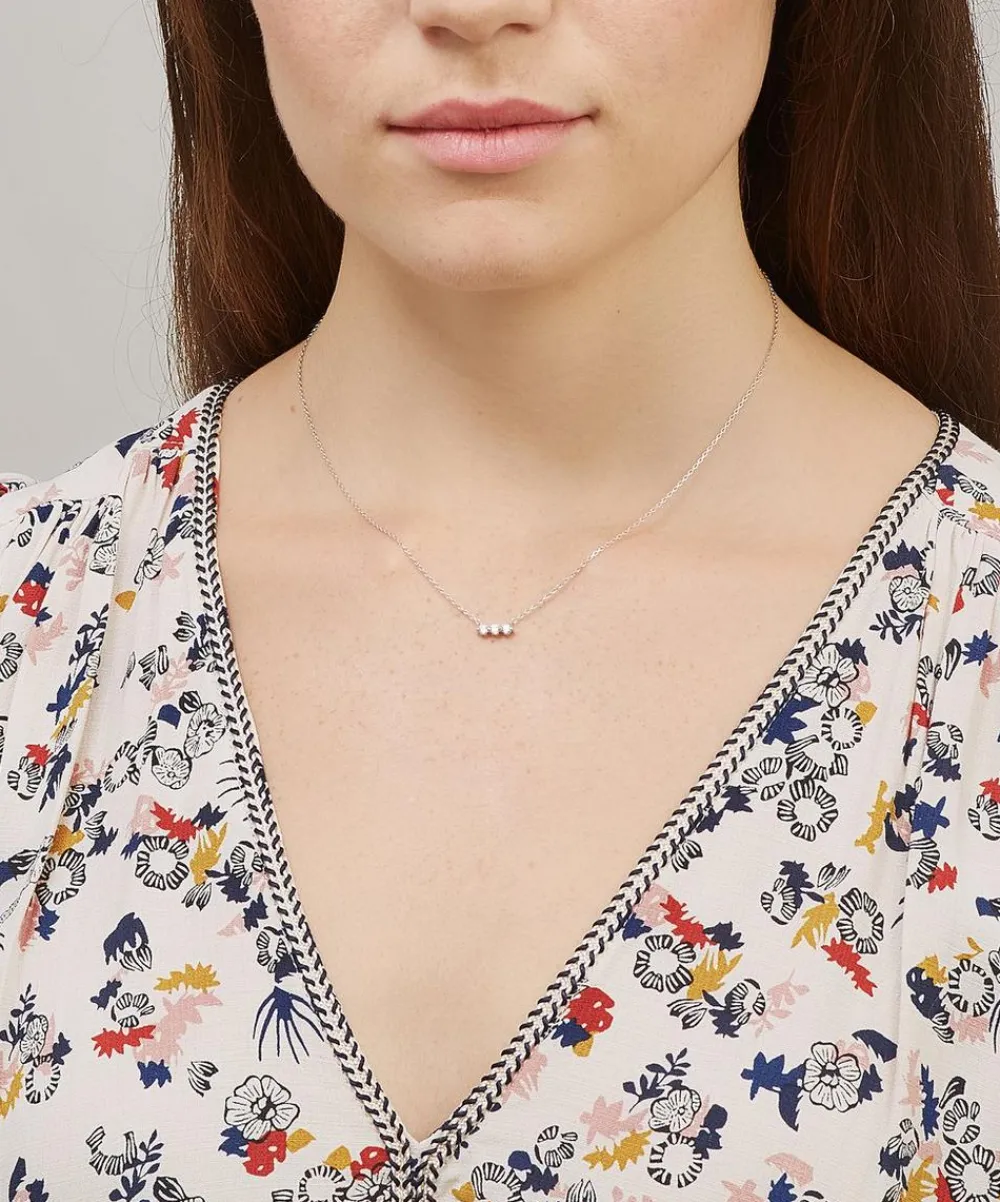 Dinny Hall Necklaces^9ct White Gold Shuga Three Stone Diamond Bar Necklace