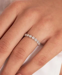 Dinny Hall Rings^14ct White Gold Starflower Diamond Half Eternity Ring