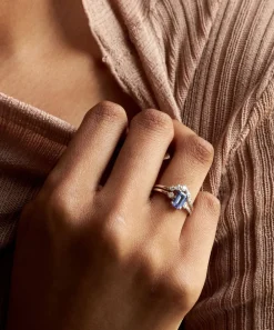 Dinny Hall Rings^14ct White Gold Violet Tanzanite and Diamond Ring