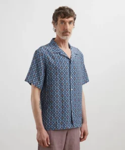 Liberty Shirts^Cuban Collar Silk Shirt in Nouveau Brooch