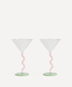 &Klevering Glass & Drinksware^Curve Pink Coupe Glasses Set of Two