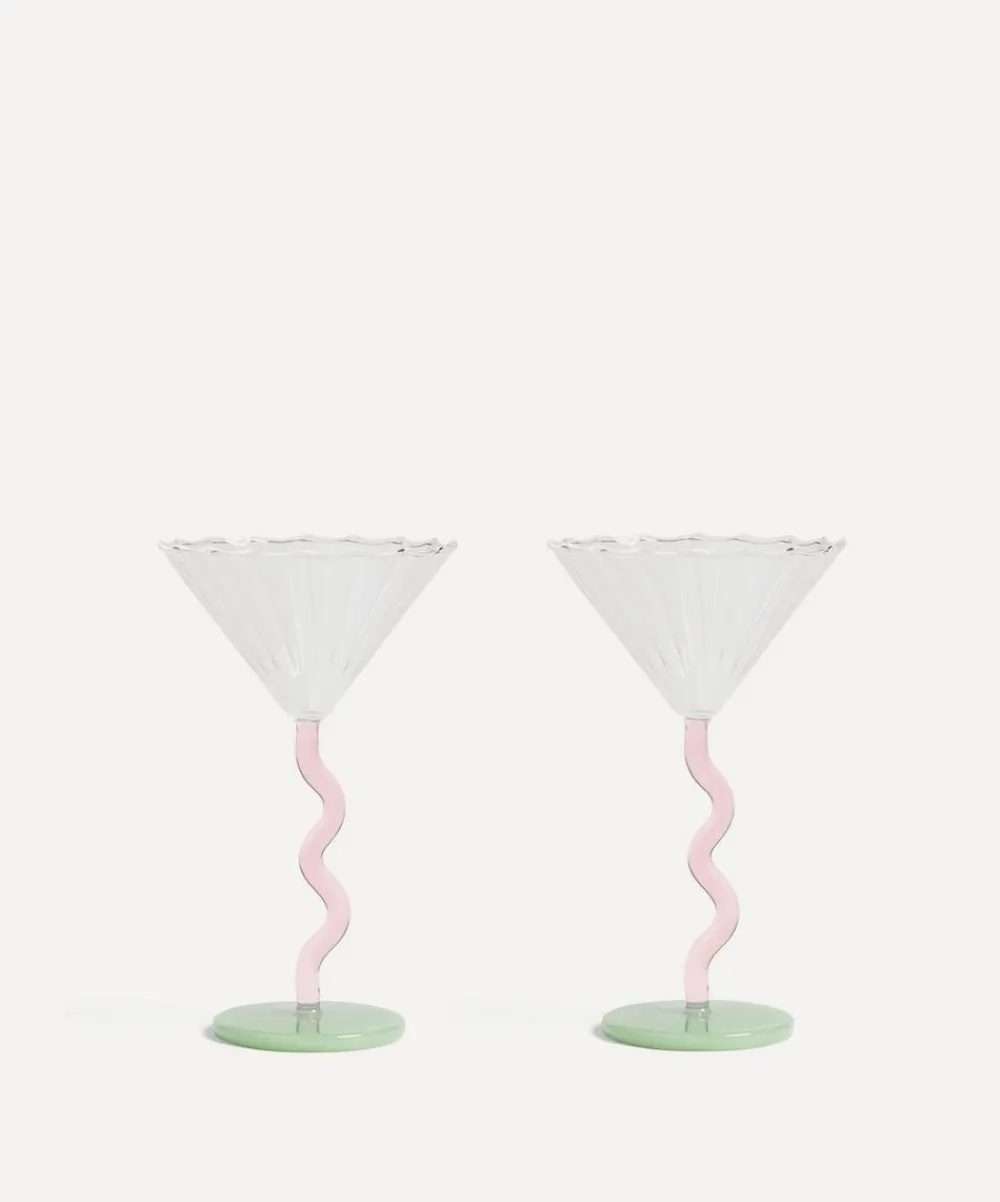 &Klevering Glass & Drinksware^Curve Pink Coupe Glasses Set of Two