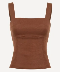 Reformation Tops^Darci Chocolate Cake Linen Top