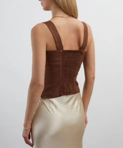 Reformation Tops^Darci Chocolate Cake Linen Top