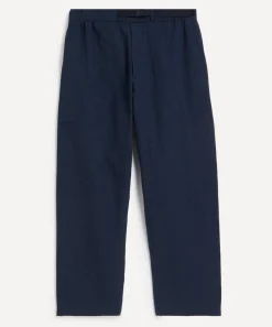 Moncler Trousers^Dark Blue Seersucker Trousers