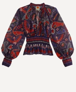 FARM Rio Tops^Dark Blue Tropical Shine V-Neck Blouse