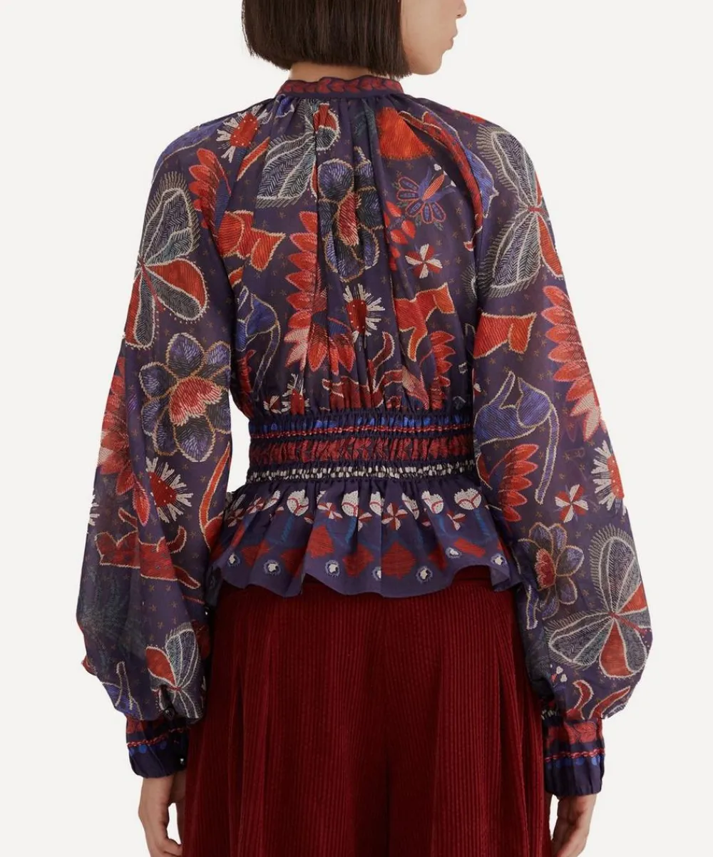 FARM Rio Tops^Dark Blue Tropical Shine V-Neck Blouse