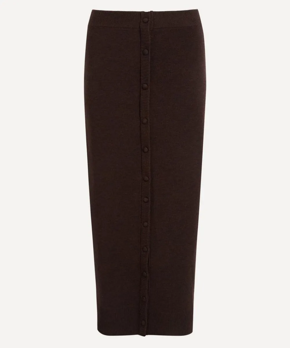 Victoria Beckham Skirts^Dark Chocolate Button Detail Midi Skirt