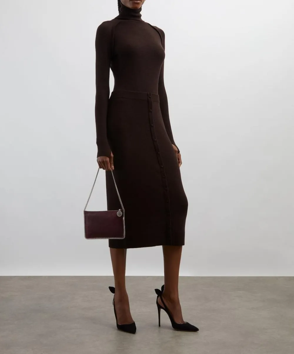 Victoria Beckham Skirts^Dark Chocolate Button Detail Midi Skirt