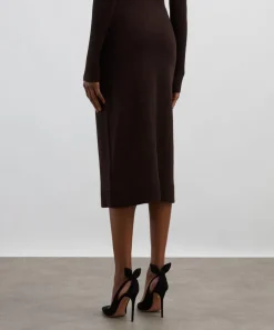 Victoria Beckham Skirts^Dark Chocolate Button Detail Midi Skirt