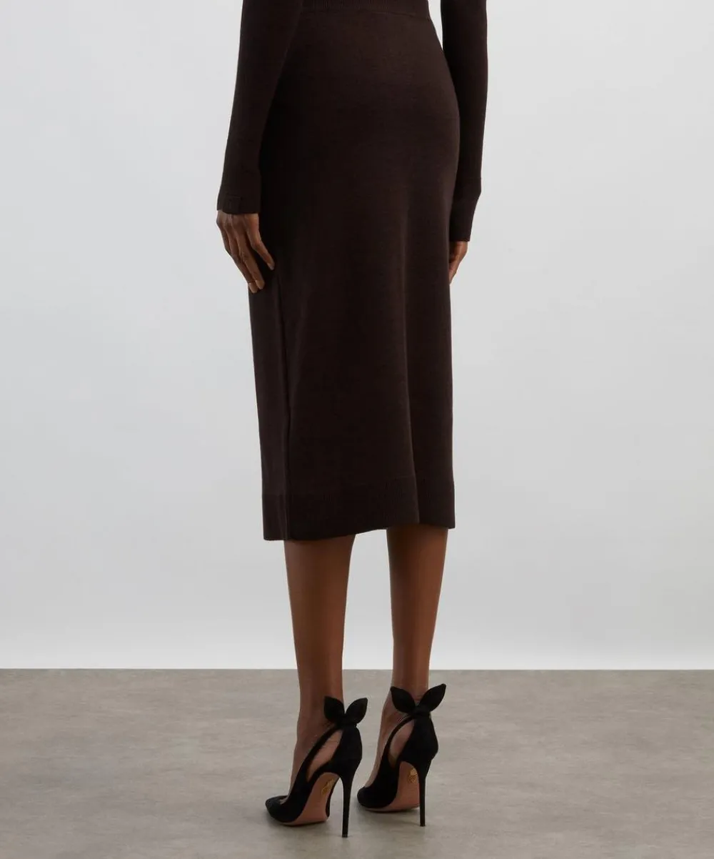 Victoria Beckham Skirts^Dark Chocolate Button Detail Midi Skirt