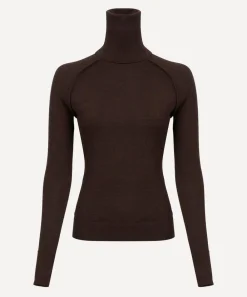 Victoria Beckham Tops^Dark Chocolate High-Neck Top