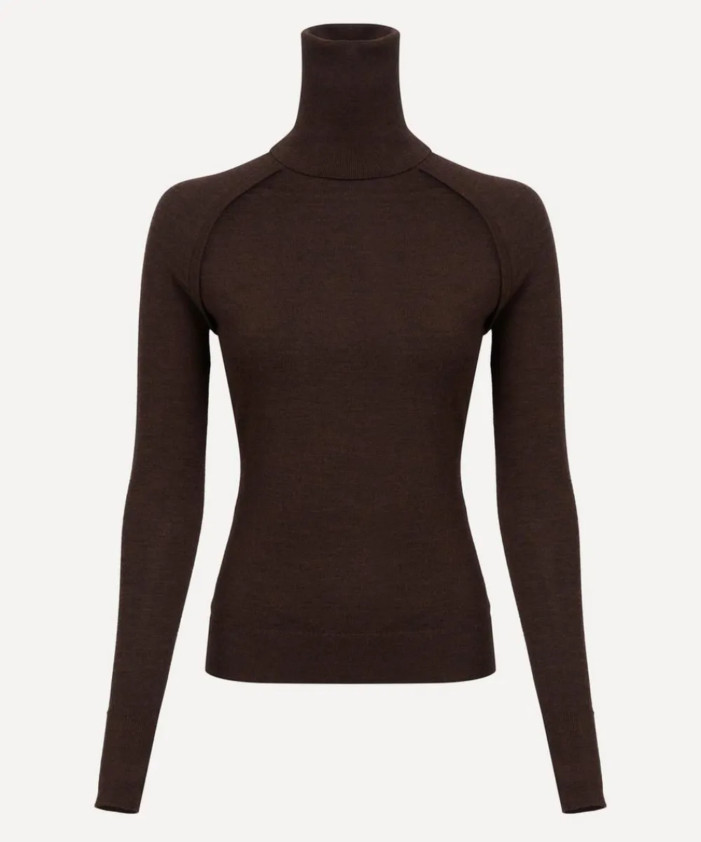 Victoria Beckham Tops^Dark Chocolate High-Neck Top