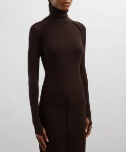 Victoria Beckham Tops^Dark Chocolate High-Neck Top