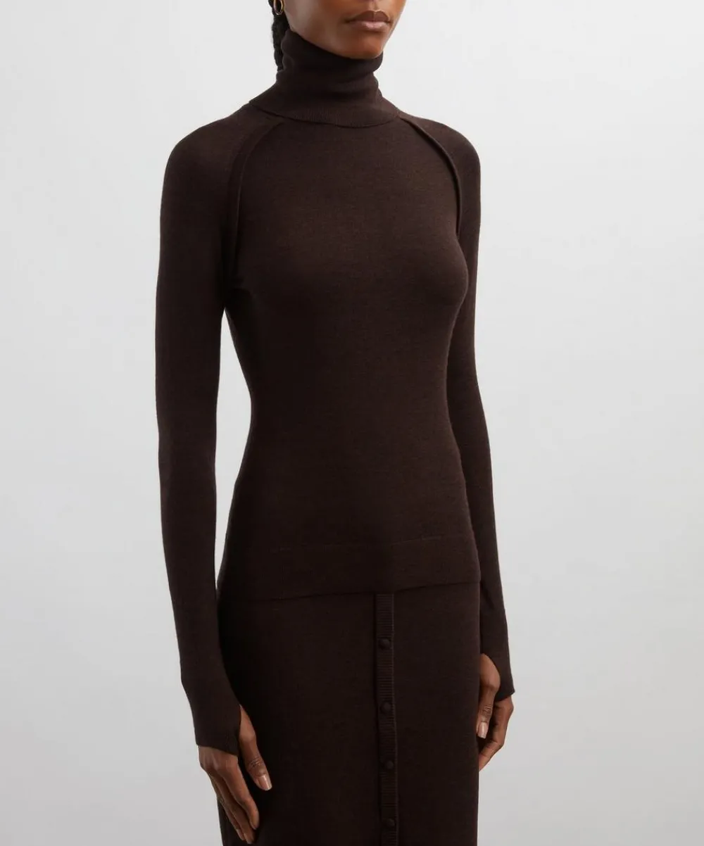 Victoria Beckham Tops^Dark Chocolate High-Neck Top
