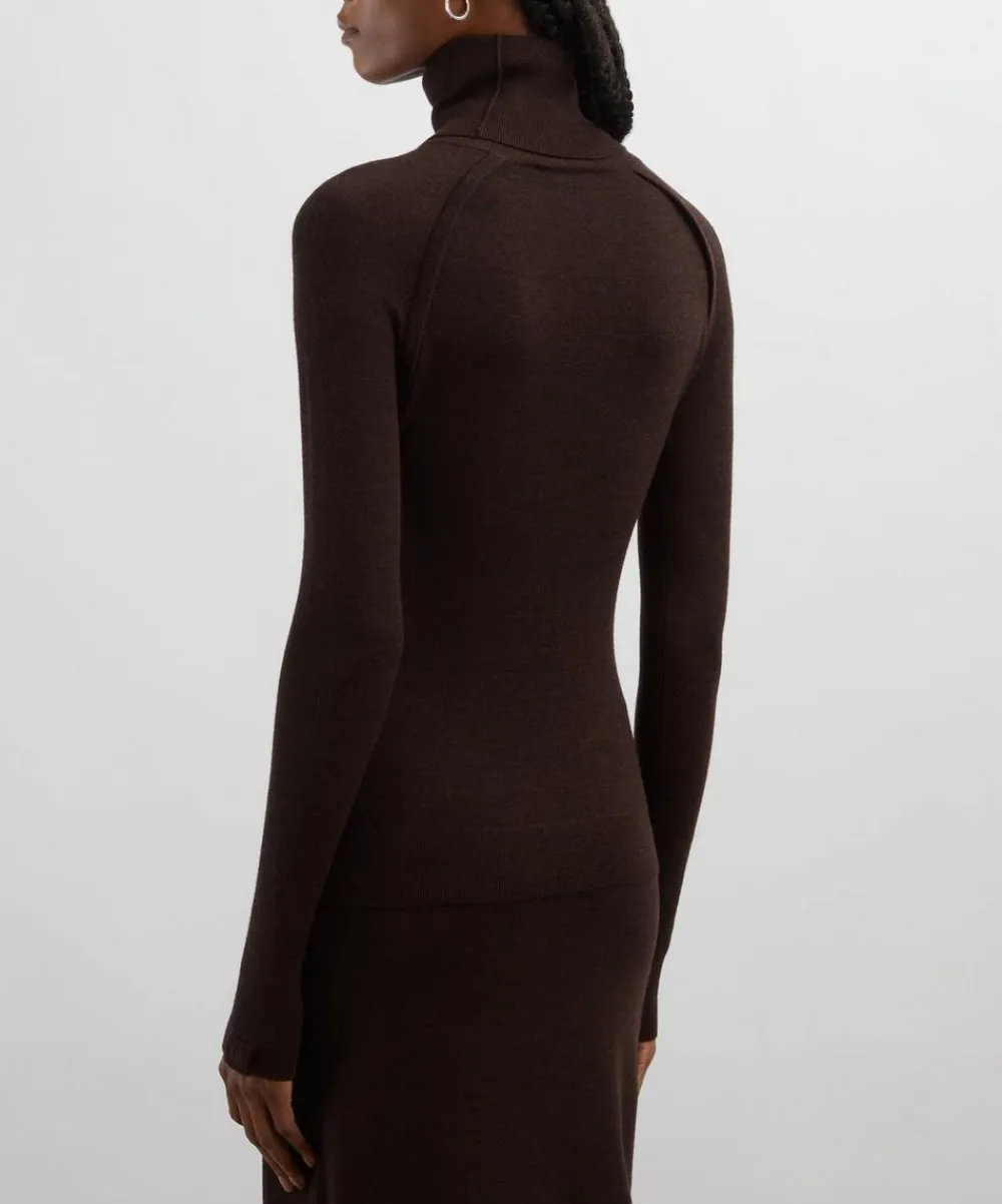 Victoria Beckham Tops^Dark Chocolate High-Neck Top