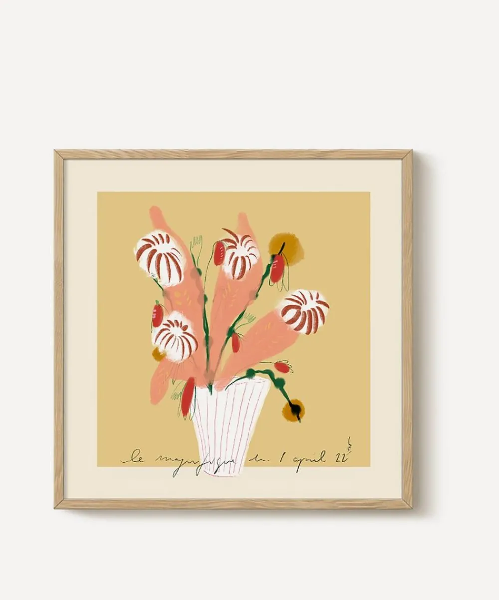 PSTR Studio Wall Art^Das Rotes Rabbit Flowers Framed Print