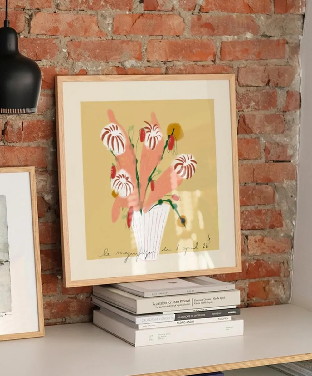 PSTR Studio Wall Art^Das Rotes Rabbit Flowers Framed Print