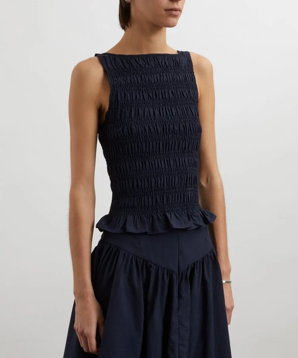 Peachy Den Tops^Deba Midnight Shirred Top