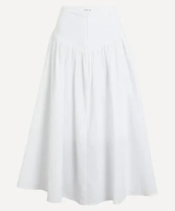 Peachy Den Skirts^Deba Seersucker Porcelain Midi Skirt