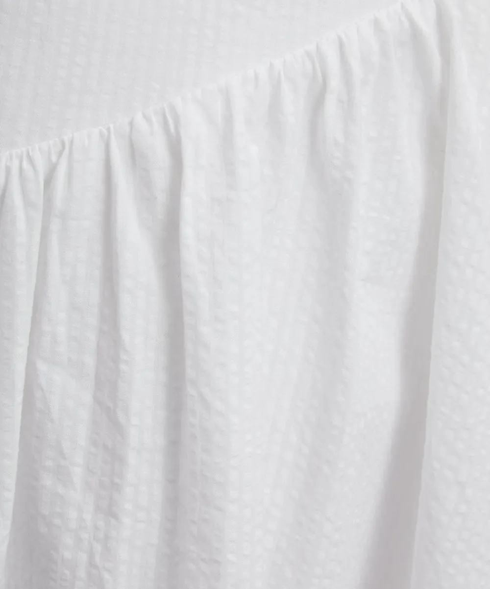 Peachy Den Skirts^Deba Seersucker Porcelain Midi Skirt