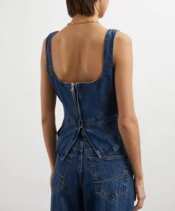 DALA Tops^Denim Broken Corset