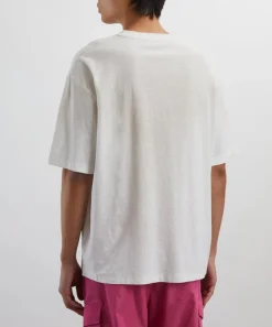 Acne Studios Tops^Dusty White Relaxed Short-Sleeve Logo T-Shirt