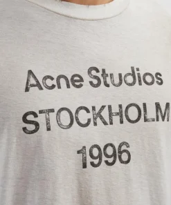 Acne Studios Tops^Dusty White Relaxed Short-Sleeve Logo T-Shirt