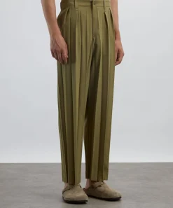HOMME PLISSÉ ISSEY MIYAKE Trousers^EDGE ENSEMBLE Khaki Pleated Trousers